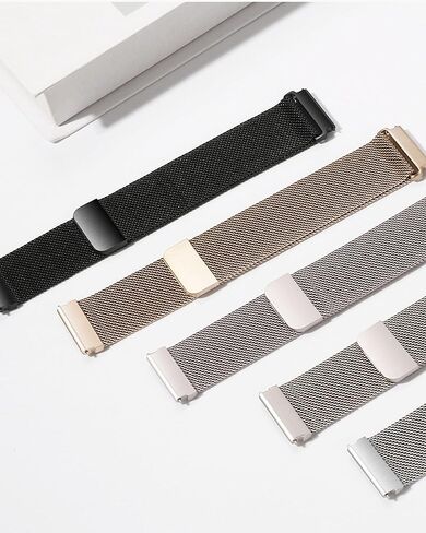 20mm 22mm Stainless Steel Magnetic Watch Band for Women Men, Push-Button Quick Release Metal Smart Watch Strap Mesh Milanese Loop Wristband Replacement Bracelet in Saudi Arabia
