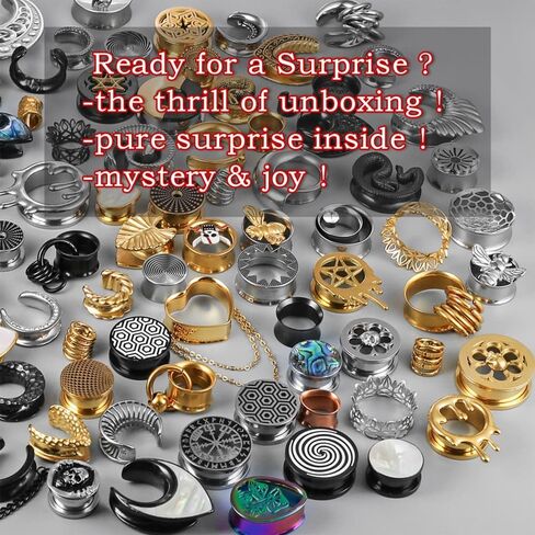 Casvort 6 PCS 316L Surgical Stainless Steel Random Colors Ear Gauges Tunnels Plugs Body Piercing Lucky Bag 3 Pairs Total 2g-1 inch in Saudi Arabia