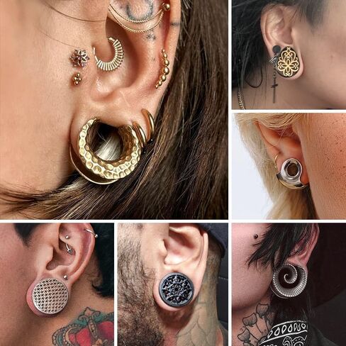 Casvort 6 PCS 316L Surgical Stainless Steel Random Colors Ear Gauges Tunnels Plugs Body Piercing Lucky Bag 3 Pairs Total 2g-1 inch in Saudi Arabia