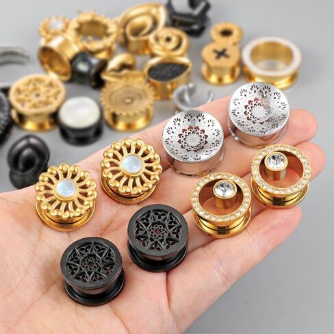Casvort 6 PCS 316L Surgical Stainless Steel Random Colors Ear Gauges Tunnels Plugs Body Piercing Lucky Bag 3 Pairs Total 2g-1 inch in Saudi Arabia