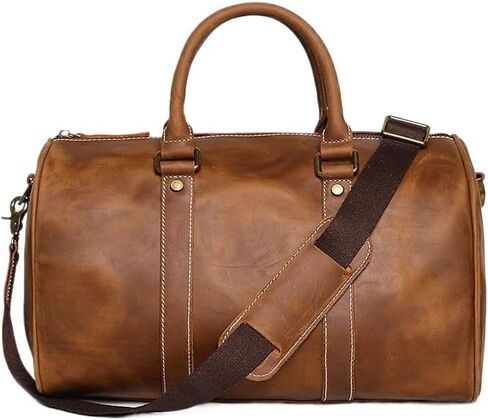 Men's Genuine Leather Handbag Crazy Horse Skin Travel Bag Business Crossbody in Saudi Arabia
