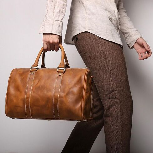 Men's Genuine Leather Handbag Crazy Horse Skin Travel Bag Business Crossbody in Saudi Arabia