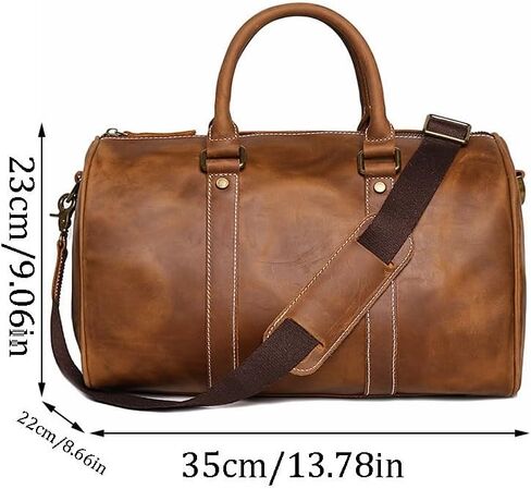 Men's Genuine Leather Handbag Crazy Horse Skin Travel Bag Business Crossbody in Saudi Arabia
