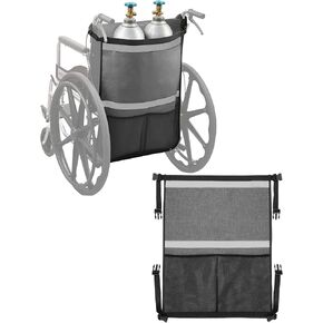 Oxygen Tank Holder for Wheelchairs, Walkers & Scooters - Reflective Straps, Quick-Release, Quick-Dry Easy-Clean - Fits D/E Small Cylinders（2, Grey) in Kuwait