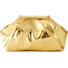 Huralona أنيق مطوي جلد نباتي مخلب حقيبة Ruched محفظة معدنية بولي Clutch كلاتش سحابة زلابية حقيبة للنساء in Kuwait
