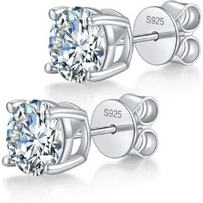 أقراط مويسانيتي، قطع مستديرة D اللون VVS1 مختبر وضوح تم إنشاؤها أقراط مويسانيتي ترصيع 18 قيراط مطلية بالذهب الأبيض من الفضة الإسترليني 925 أقراط مجوهرات هدايا الخطوبة للنساء والرجال in Kuwait