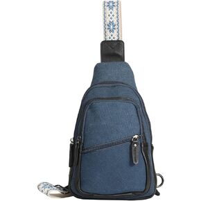 حقيبة حمل مخفية Indie Aztec - حقيبة كروس من القماش والجلد مع حزام قابل للتعديل، وإمكانية الوصول إلى كلتا اليدين، وإغلاق بسحاب، وحافظة عالمية (رمادي) in Kuwait