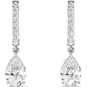 Designer 1-5 Carat (ctw) White Gold Round and Pear Shape LAB GROWN Diamond Drop Earrings (Color E-F Clarity VS2-SI1) in Saudi Arabia