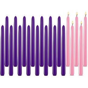 مجموعة 20 قطعة من شموع Advent، 15 شموع أرجوانية و5 شموع مستدقة باللون الوردي، 10 شموع بدون دخان وبدون قطرات من أجل عيد الميلاد المجيد والاحتفال الموسمي in Kuwait