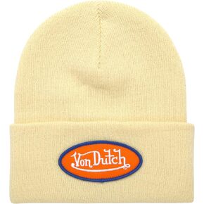 Von Dutch Women's Beanie - قبعة جمجمة كلاسيكية مكبوتة مع شعار مطرز - قبعة شتوية شتوية مريحة للنساء in Kuwait
