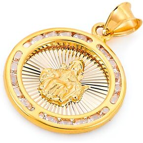 14k Two Tone Gold CZ Rnd Santo Nino De Atocha Charm Pendant in Saudi Arabia
