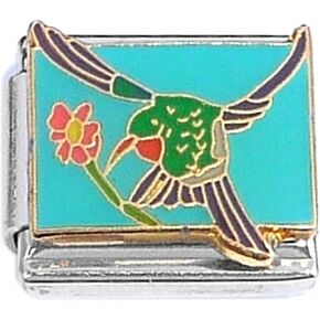 NewCharms Hummingbird Flower on Blue Italian Charm in Saudi Arabia