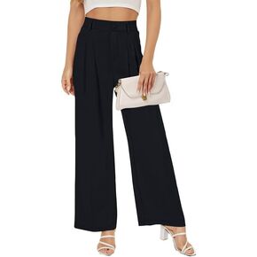 Buauty Womens Wide Leg Pants High Stretchy Waisted Dress Pants Business Casual Work Trousers Dressy Outfits with Pockets Black in Saudi Arabia