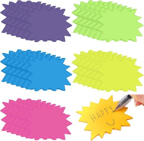 Crtiin 1200 Sheets Neon Fluorescent Starburst Signs for Retail Price Tag Multicolor Starburst Signs Cutout Cute Bulletin Board Sticky Notes for Classroom School Office, 6 Colors(2.76 x 1.97'') in Kuwait