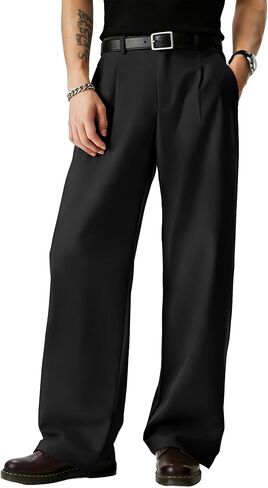 JMIERR Mens Baggy Casual Dress Pants Lightweight Pleated Old Money Wide Leg Pants Loose Relaxed Fit Trousers in Saudi Arabia