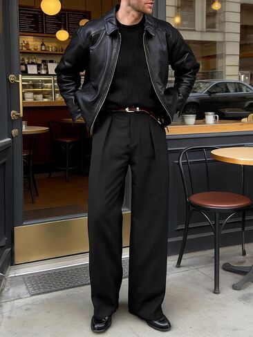 JMIERR Mens Baggy Casual Dress Pants Lightweight Pleated Old Money Wide Leg Pants Loose Relaxed Fit Trousers in Saudi Arabia