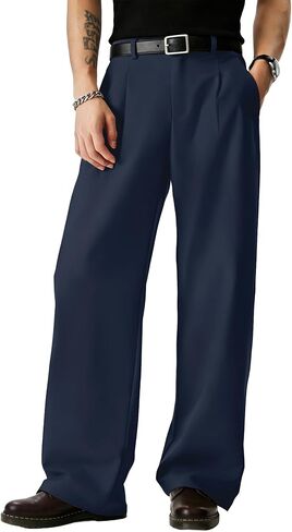 JMIERR Mens Baggy Casual Dress Pants Lightweight Pleated Old Money Wide Leg Pants Loose Relaxed Fit Trousers in Saudi Arabia