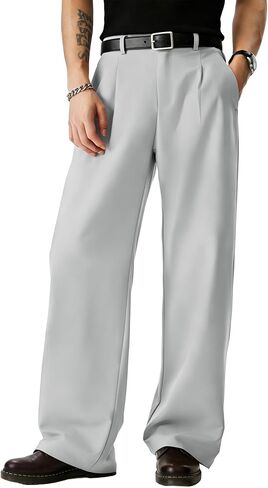 JMIERR Mens Baggy Casual Dress Pants Lightweight Pleated Old Money Wide Leg Pants Loose Relaxed Fit Trousers in Saudi Arabia