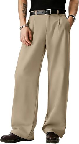 JMIERR Mens Baggy Casual Dress Pants Lightweight Pleated Old Money Wide Leg Pants Loose Relaxed Fit Trousers in Saudi Arabia