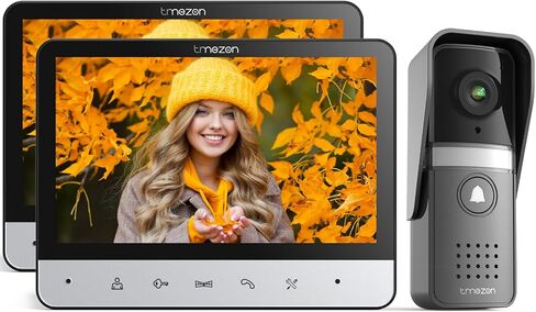 TMEZON Wired Video Intercom System, 7 Inches Video Doorbell Camera with Monitor, Wired Video Door Phone HD Camera Kits Support Unlock, Monitoring, Dual-Way Intercom for Villa Home Office Apartment in Saudi Arabia