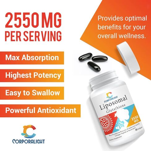 Liposomal Glutathione Softgels, Enhanced Absorption - Liposomal Delivery, Active Form L-Glutathione, Cellular, Immune Function & Liver Detox, Rich in Antioxidant Formula, Gluten Free, 120 Softgels in Saudi Arabia