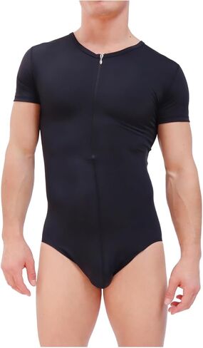 Body Force T-Shirt Zipper Bodysuit - Black in Saudi Arabia