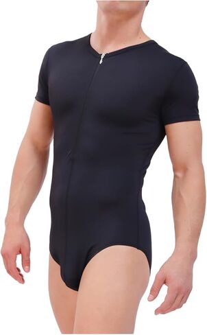 Body Force T-Shirt Zipper Bodysuit - Black in Saudi Arabia
