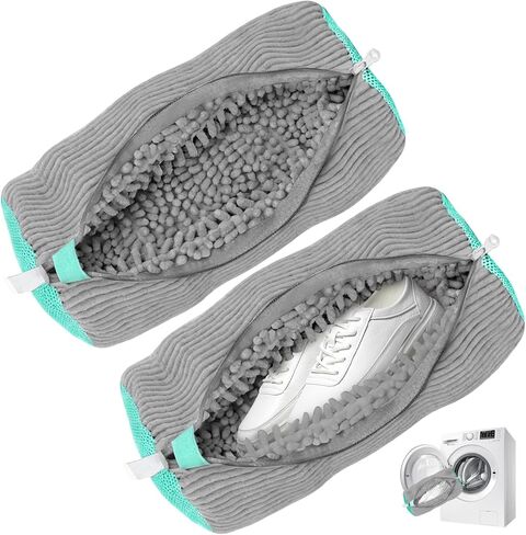 Shoe Washing Machine Bag, Shoe Cleaning Bag, Reusable Laundry Shoes Bag for Washer & Dryer Cleans & Protects All Shoes Types 2PCS (Grey) in Saudi Arabia