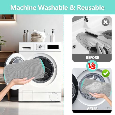 Shoe Washing Machine Bag, Shoe Cleaning Bag, Reusable Laundry Shoes Bag for Washer & Dryer Cleans & Protects All Shoes Types 2PCS (Grey) in Saudi Arabia