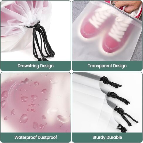 5 Pack Shoe Bags for Travel, 15.7" x 11.8" Clear Travel Shoe Bags for Packing, Large Waterproof Portable Drawstring Travel Shoe Storage Bag Travel Essentials Women for and Men in Saudi Arabia