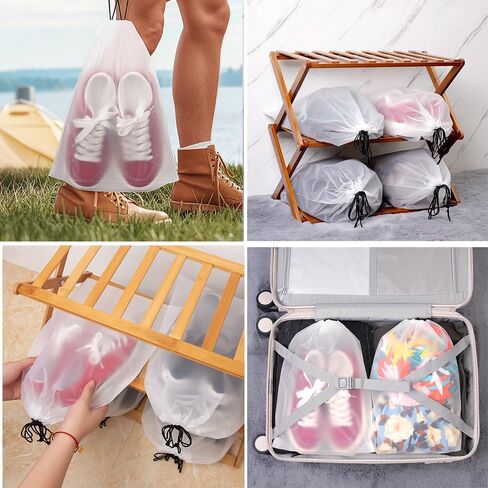 5 Pack Shoe Bags for Travel, 15.7" x 11.8" Clear Travel Shoe Bags for Packing, Large Waterproof Portable Drawstring Travel Shoe Storage Bag Travel Essentials Women for and Men in Saudi Arabia