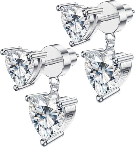 ForeverLove Heart Moissanite Necklace&Earrings Set For Women, 8 Carats Heartshap Moissanite, Silver Pendant Jewelry,Romantic Gifts for Wife, Girlfriend, Mom in Saudi Arabia