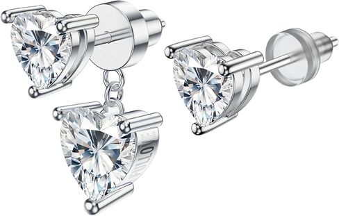ForeverLove Heart Moissanite Necklace&Earrings Set For Women, 8 Carats Heartshap Moissanite, Silver Pendant Jewelry,Romantic Gifts for Wife, Girlfriend, Mom in Saudi Arabia