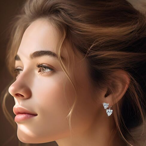 ForeverLove Heart Moissanite Necklace&Earrings Set For Women, 8 Carats Heartshap Moissanite, Silver Pendant Jewelry,Romantic Gifts for Wife, Girlfriend, Mom in Saudi Arabia