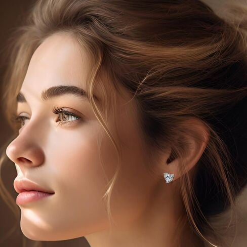 ForeverLove Heart Moissanite Necklace&Earrings Set For Women, 8 Carats Heartshap Moissanite, Silver Pendant Jewelry,Romantic Gifts for Wife, Girlfriend, Mom in Saudi Arabia