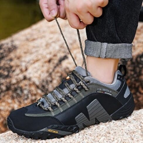Hiking Shoes - Outdoor Rugged Sole Breathable Mesh Low-Top for Hiking & Trail Exploration(Green,10) in Saudi Arabia