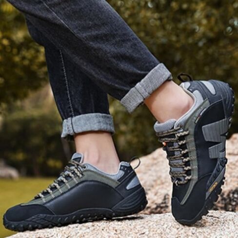 Hiking Shoes - Outdoor Rugged Sole Breathable Mesh Low-Top for Hiking & Trail Exploration(Green,10) in Saudi Arabia