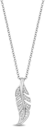 Jewelili Enchanted Disney Fine Jewelry Sterling Silver 1/6 CTTW Pocahontas Feather Pendant in Saudi Arabia
