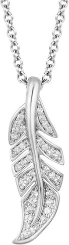Jewelili Enchanted Disney Fine Jewelry Sterling Silver 1/6 CTTW Pocahontas Feather Pendant in Saudi Arabia
