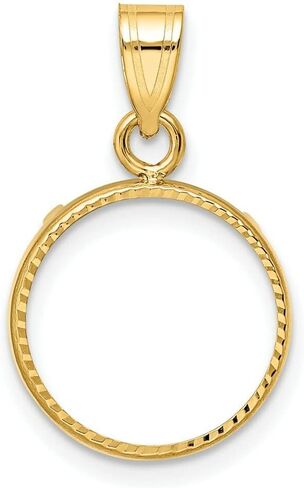 Gold Coin Bezel Pendant Mounting in 10K Yellow Gold - 13mm - 39.5mm Coin Size - Diamond-cut Polished Prong Coin Bezel in Saudi Arabia
