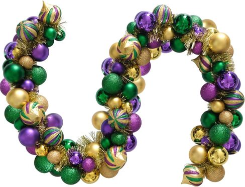 أكاليل Bibelot Mardi Gras للباب الأمامي، إكليل تزيين الكرات الملونة مقاس 18 بوصة، أكاليل Mardi Gras للحديقة الخارجية والباب الأمامي وديكور المزرعة (18 بوصة) in Saudi Arabia