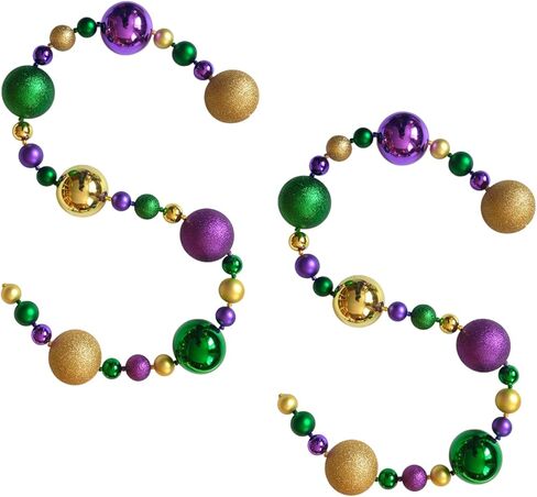 أكاليل Bibelot Mardi Gras للباب الأمامي، إكليل تزيين الكرات الملونة مقاس 18 بوصة، أكاليل Mardi Gras للحديقة الخارجية والباب الأمامي وديكور المزرعة (18 بوصة) in Saudi Arabia