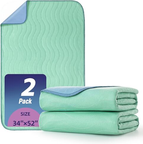 Pee Pads for Adults, Kids and Pets, Cotton-Like Surface, Machine Washable, 100% Leak Prevention with Waterproof TPU Layer (4 Pack, 34*36 inch) in Saudi Arabia