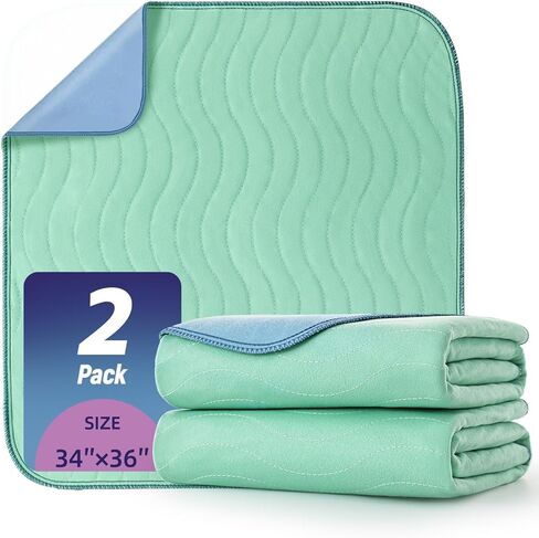 Pee Pads for Adults, Kids and Pets, Cotton-Like Surface, Machine Washable, 100% Leak Prevention with Waterproof TPU Layer (4 Pack, 34*36 inch) in Saudi Arabia