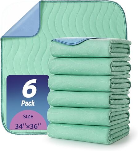 Pee Pads for Adults, Kids and Pets, Cotton-Like Surface, Machine Washable, 100% Leak Prevention with Waterproof TPU Layer (4 Pack, 34*36 inch) in Saudi Arabia