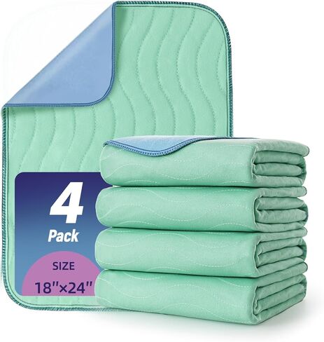 Pee Pads for Adults, Kids and Pets, Cotton-Like Surface, Machine Washable, 100% Leak Prevention with Waterproof TPU Layer (4 Pack, 34*36 inch) in Saudi Arabia