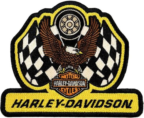 Harley-Davidson 4 in. Embroidered Supercharged Emblem Sew-On Patch, Yellow in Saudi Arabia