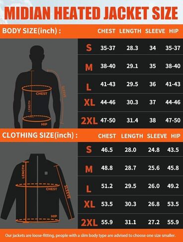 MIDIAN Heated Jacket for Men with 12V 15000mAh Battery, 3 Heating Levels 5 Heating Zones Waterproof Electric Heated Coat in Saudi Arabia