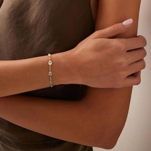 KELORIS PATH Tennis Bracelet for Women, 14K Gold Plated Classic Adjustable Slider Cubic Zirconia Bracelets, Dainty Jewelry Gift in Saudi Arabia