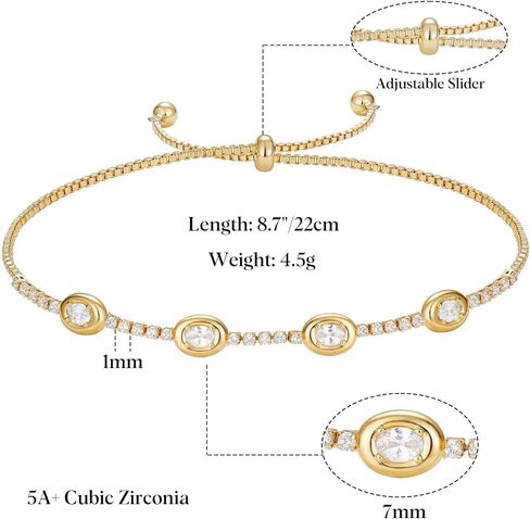 KELORIS PATH Tennis Bracelet for Women, 14K Gold Plated Classic Adjustable Slider Cubic Zirconia Bracelets, Dainty Jewelry Gift in Saudi Arabia